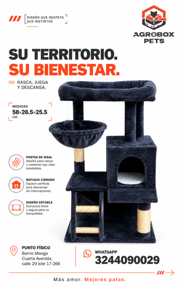 GIMNASIO FELPA 3 NIVELES CON HAMACA Gris Oscuro 50×50×99cm