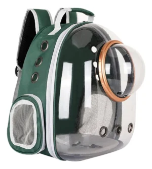 MORRAL TRANSPARENTE CON CAPSULA VERDE 42x29x27 cm
