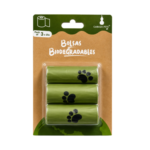Bolsas biodegradables × 3 unidades (15 bolsas c/u) 31×22cm